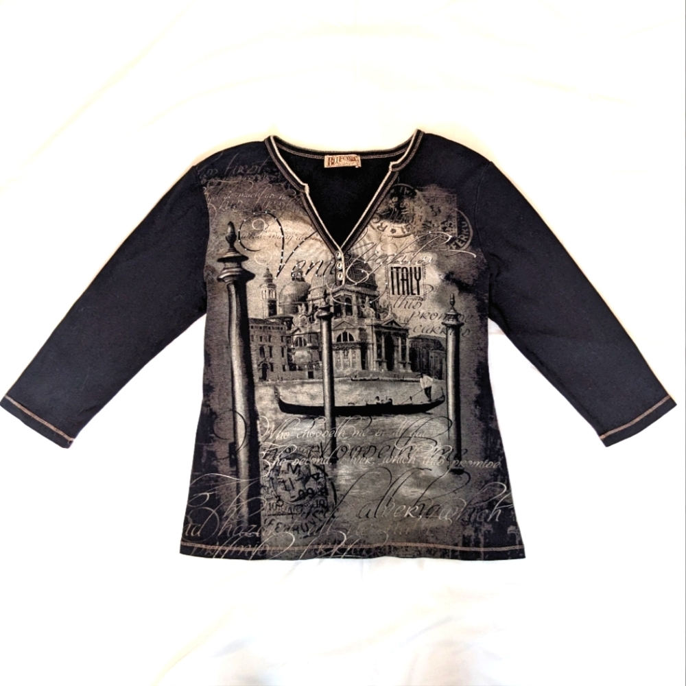 Y2K Black Graphic Shirt Size L